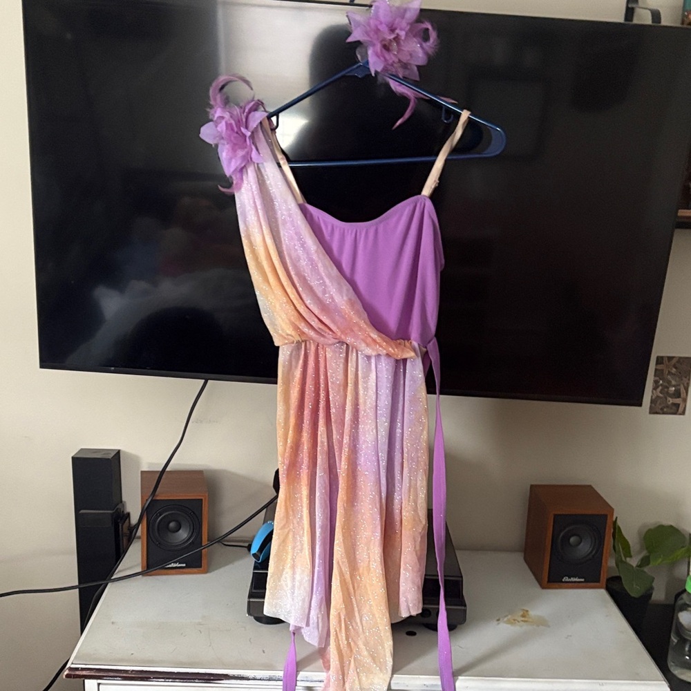 Purple and Orange One-Shoulder Lyrical Costume
